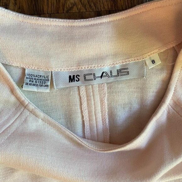 Vintage Ms Chaus ballerina pink drop waist dress Womens 8 ruffle 80s long sleeve - Picture 8 of 8